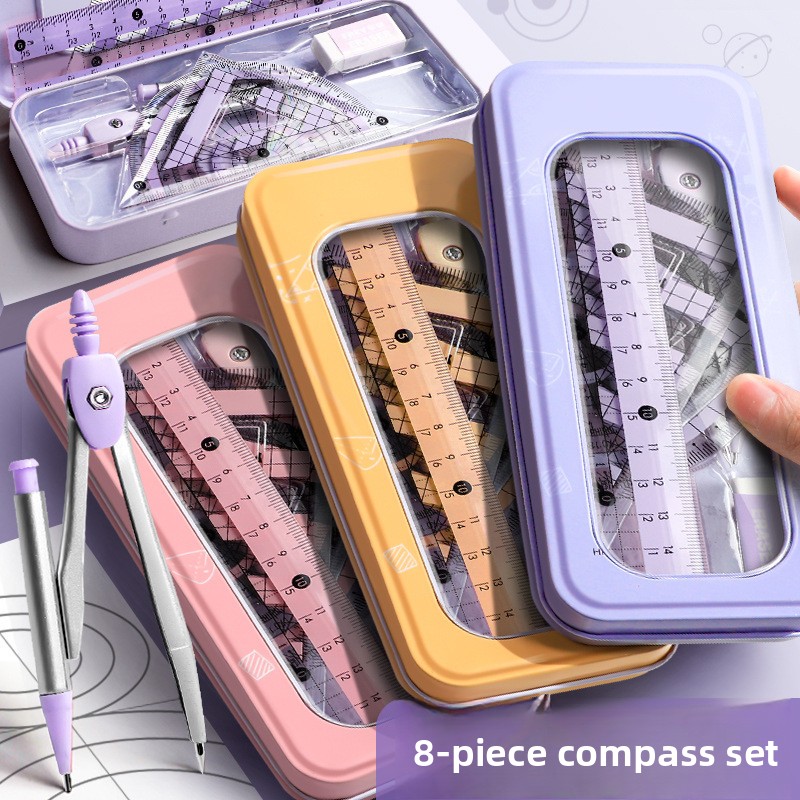 8-delige meetkundige set voor  - Math Geometry Set With Compass recensie en prijs